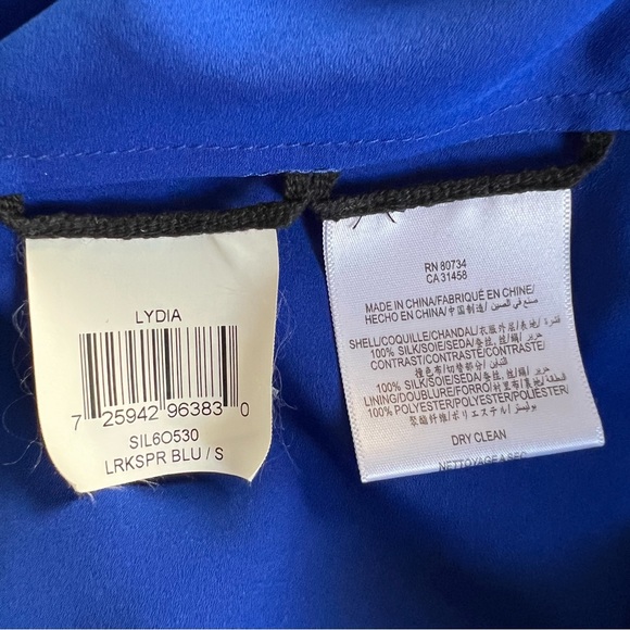 BCBGMAXAZRIA Runway 'Lydia' Silk Longsleeve Dress (Larkspur Blue) Small $428 - Picture 8 of 9